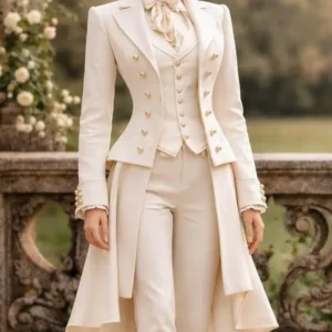 Women’s Ivory Regency Style Double Breasted Tailcoat