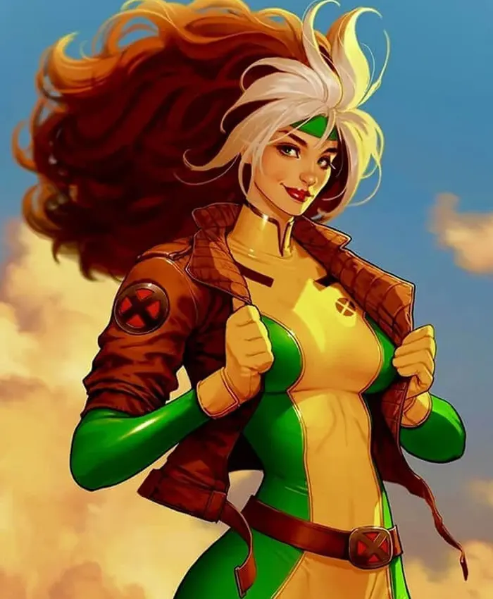 X-Men Rogue Brown Leather Cosplay Jacket