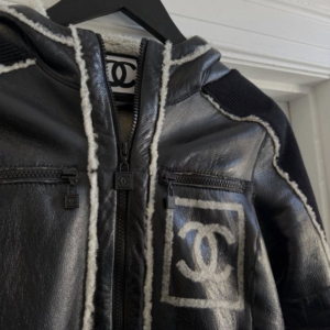 black shearling hooded jacket