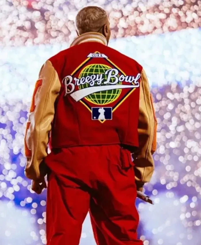 buy Breezy Bowl XX Chris Brown Letterman Red Varsity Jacket