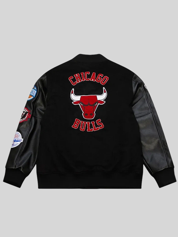 buy Chicago Bulls Black Wool Black Varsity Jacket