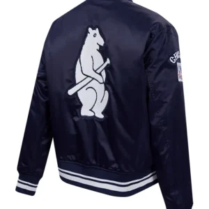 buy Chicago Cubs Retro Classic Full-Snap Satin Varsity Navy Jacket