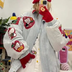 buy Hello Kitty Fruit Party Denim Bomber Jacket