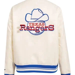 buy Texas Rangers White Full Snap Varsity Jacket