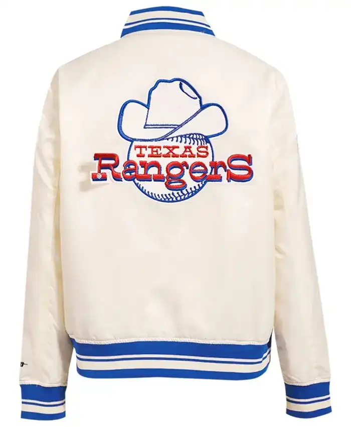 buy Texas Rangers White Full Snap Varsity Jacket