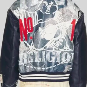 buy True Religion No. 1 Logo Denim Print Bomber Jacket