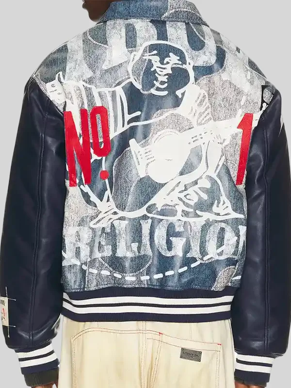 buy True Religion No. 1 Logo Denim Print Bomber Jacket