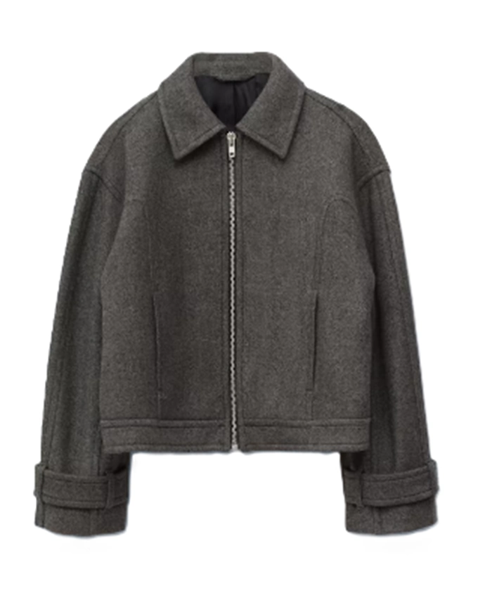 buy now Honest Renovations S04 Jessica Alba Grey Wool Jacket