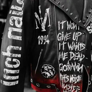 buy now Nine Inch Nails Black Leather Biker Jacket