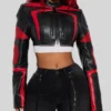 buy now Not Like The REST Black Red Leather Moto Jacket