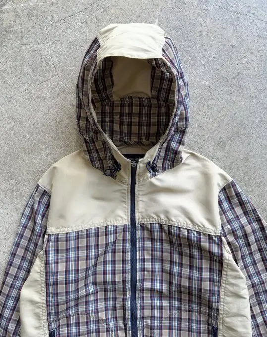 checked hooded jacket