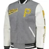 grey white varsity jacket