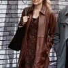 order now Diane Kruger Longing 2024 Brown Leather Coat