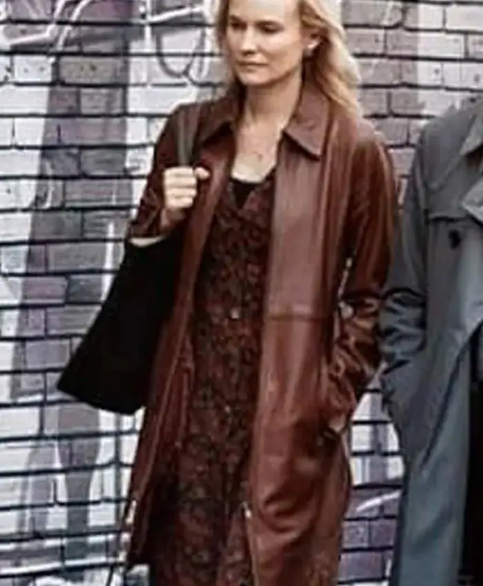order now Diane Kruger Longing 2024 Brown Leather Coat