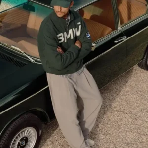 order now Kith for BMW Green Suede Zip-Up Coaches Jacket