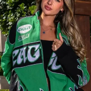 order now Philadelphia Eagles Racing Black And Green Jacket