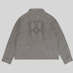 shop Birth Of Royal Child Rhinestone Zipper Work Jacket