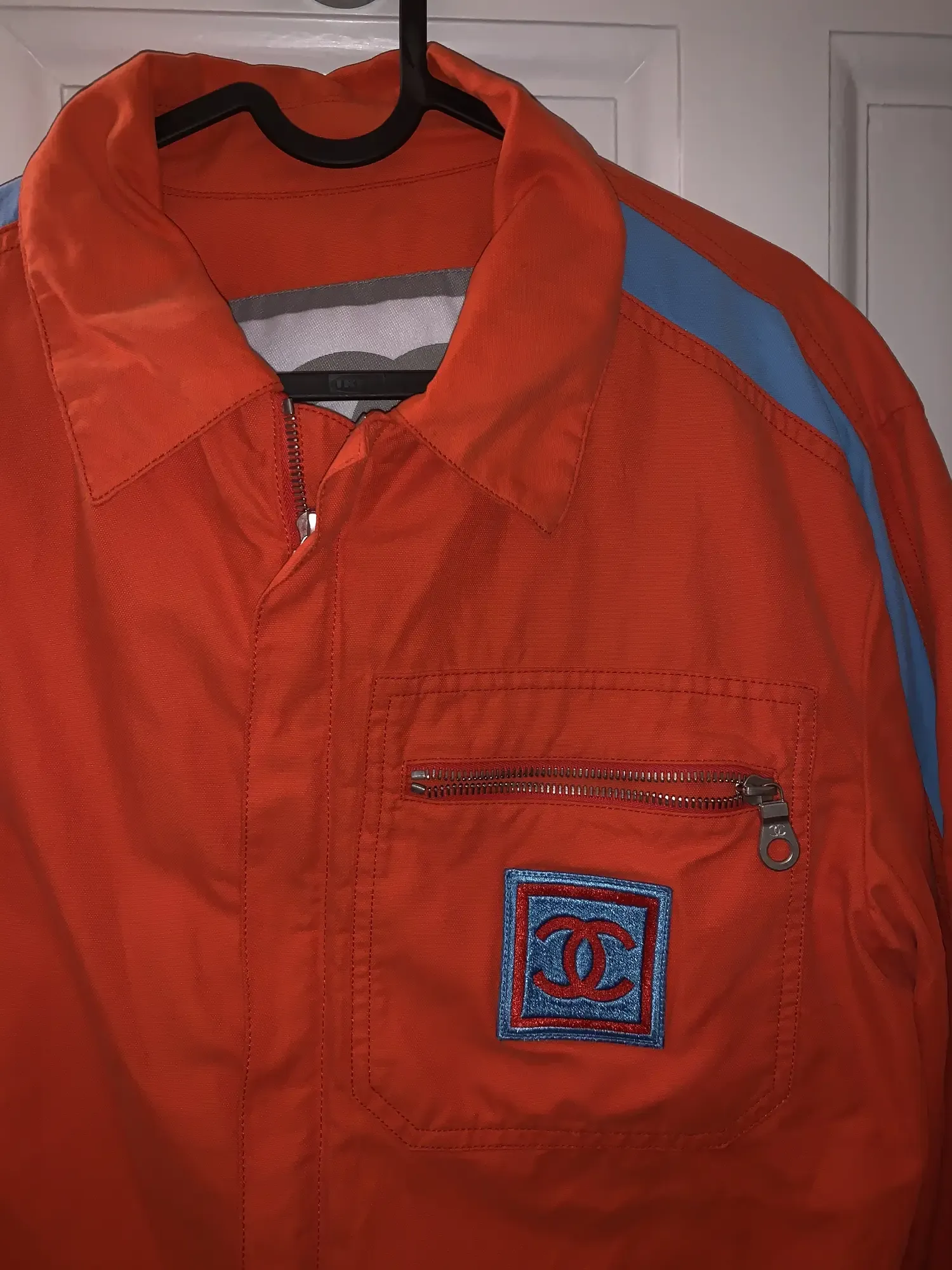 shop Chanel Vintage orange Bomber Jacket