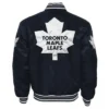 shop Jacey Toronto Maple Leafs Navy Black Button-Up Varsity Jacket