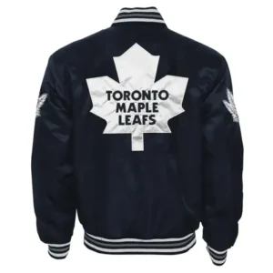 shop Jacey Toronto Maple Leafs Navy Black Button-Up Varsity Jacket
