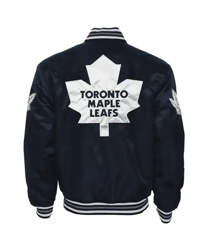 shop Jacey Toronto Maple Leafs Navy Black Button-Up Varsity Jacket