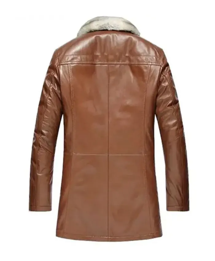 shop Lambskin Leather Shearling Long Coat