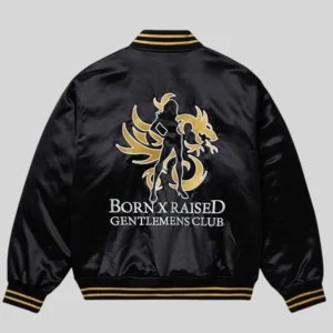 shop now Born x Raised Gentlemens Club Black Varsity Jacket