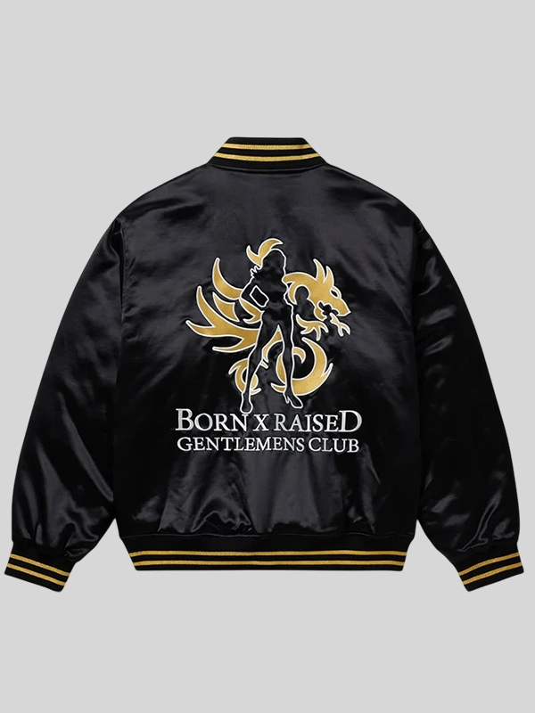 shop now Born x Raised Gentlemens Club Black Varsity Jacket