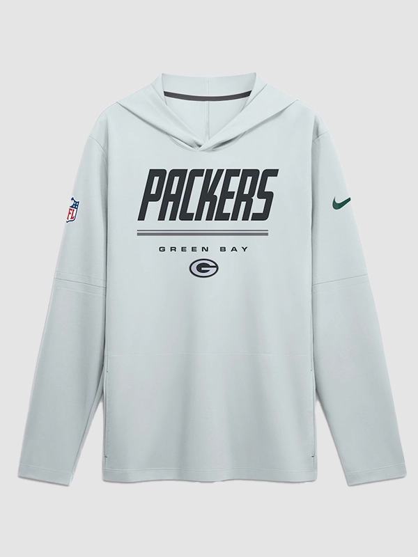 shop now Green Bay Packers 2026 Sideline Long Sleeve Hooded T-Shirt