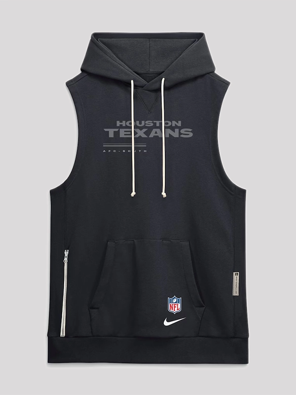 shop now Houston Texans 2026 Sideline Sleeveless Hoodie
