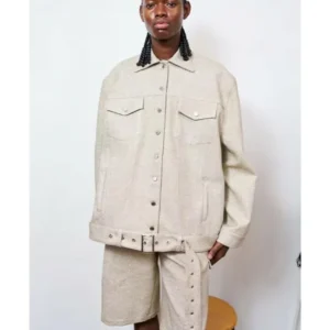 shop now Meledeen Yacoubi Beige Tweed Jacket