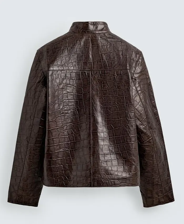 shop now Men Zara Crocodile Style Leather Jacket