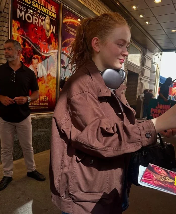 shop now NYC 2026 Sadie Sink Brown Jacket