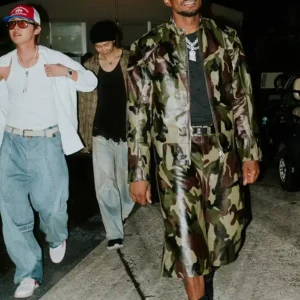 shop now Usher x BTS R&B Tour Camo Moto Leather Jacket