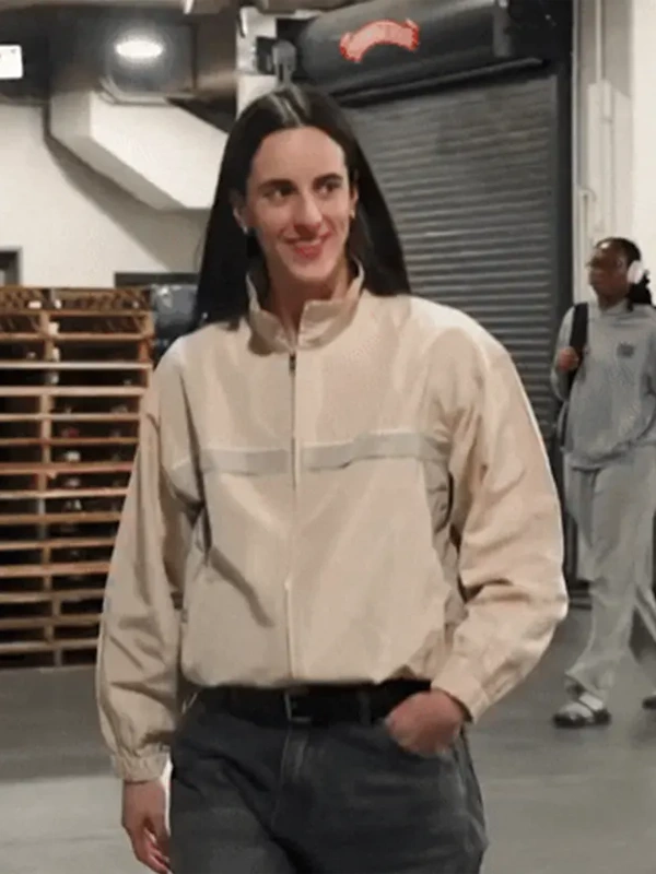shop now WNBA Caitlin Clark Beige Zip-Up Track Jacket