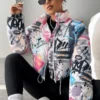 womens graffiti varsity jacket