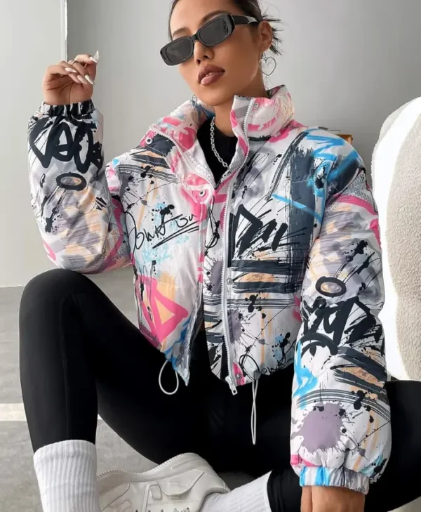 womens graffiti varsity jacket
