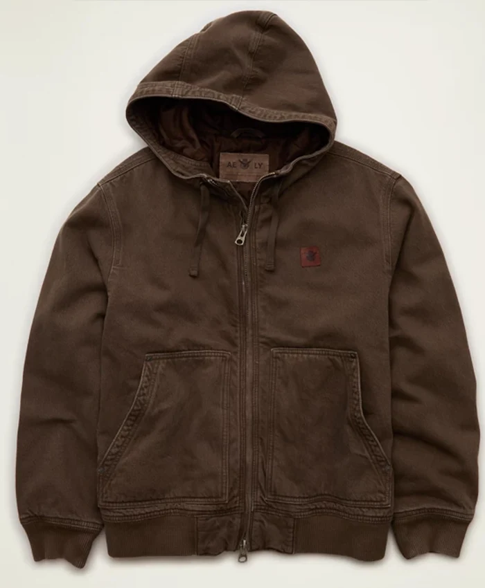 AE x Lamine Yamal Brown Hooded Denim Jacket