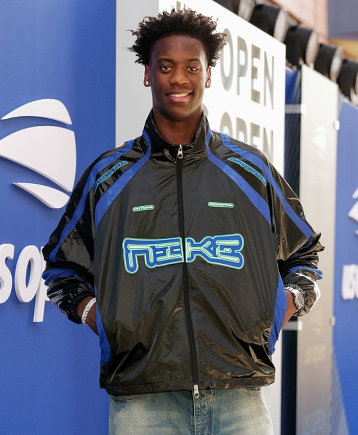 AJ Dybantsa US Open Black Shiny Track Jacket For Sale