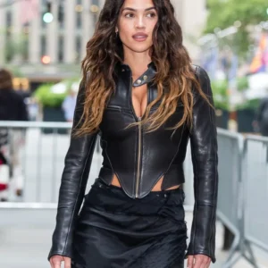 Adria Arjona Onslaught Press Day Leather Jacket