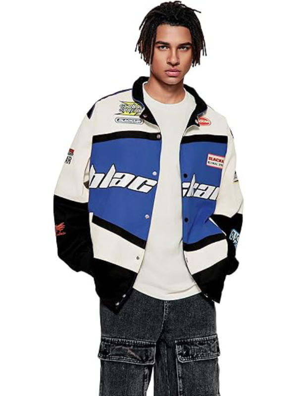 Air Racing Style Blue Varsity Jacket