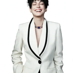 Anne Hathaway Vogue China White Blazer