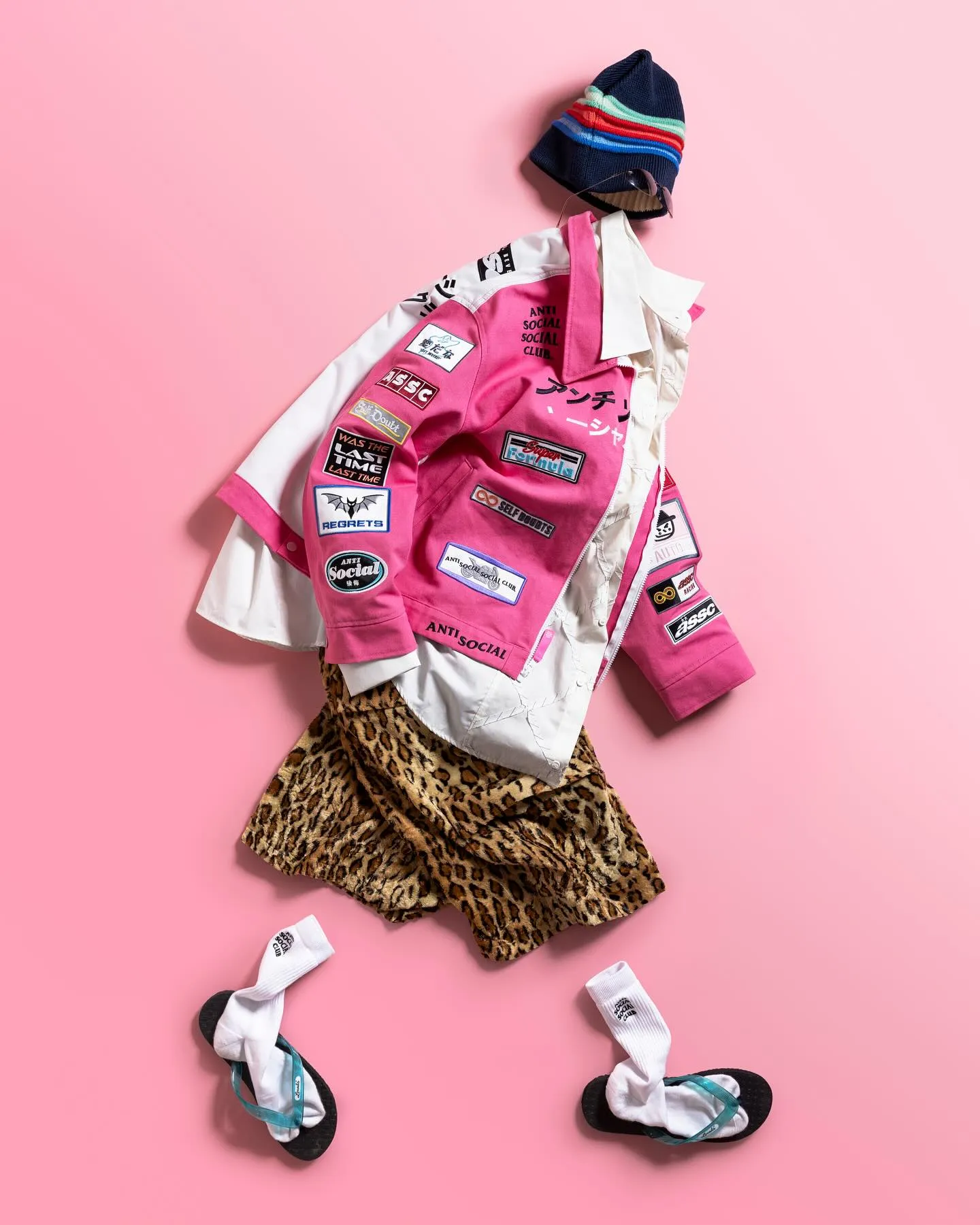 Anti Social Social Club Patched Up Racing Pink Jacket