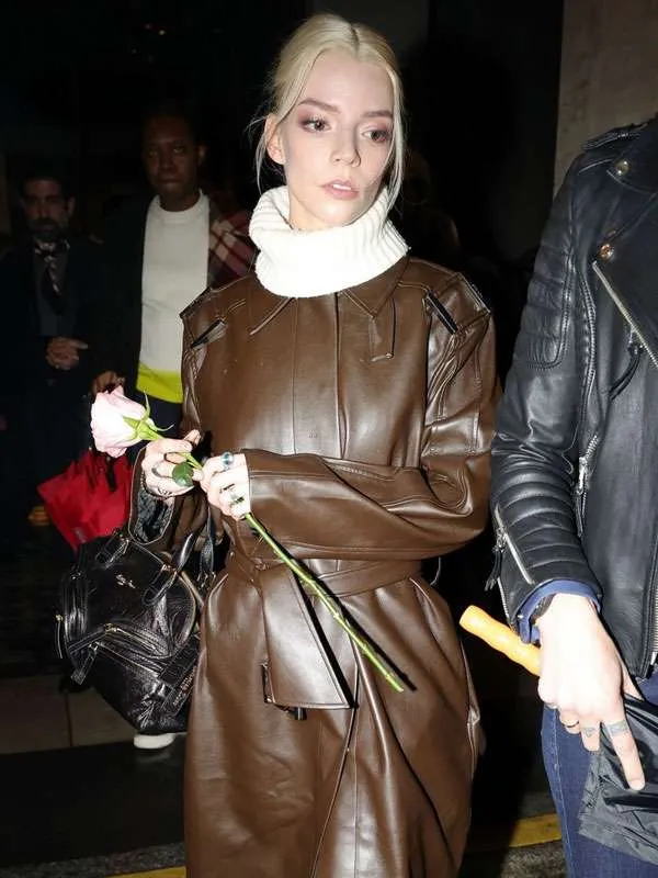 Anya Taylor Joy Leather Coat