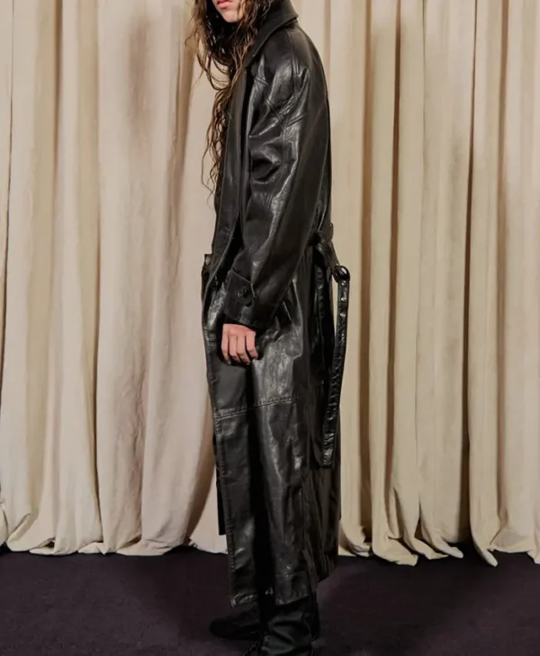 Black Oversized Leather Coat