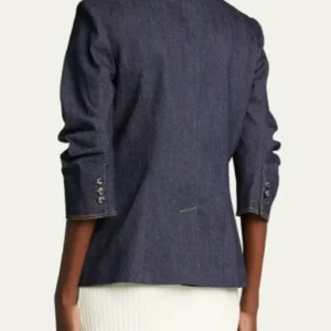 Blue denim blazer styling