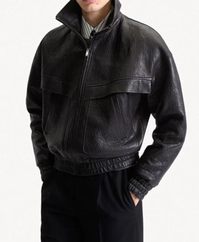 Bubbled Lambskin Leather Jacket