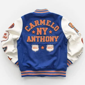 Buy Carmelo Anthony New York Blue Varsity Jacket