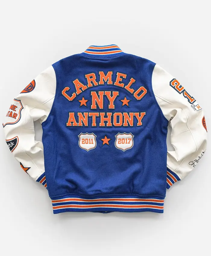 Buy Carmelo Anthony New York Blue Varsity Jacket