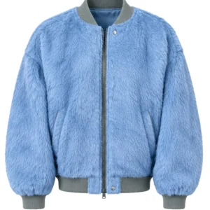 Buy FAT JOE Set Of Keys Video Blue Fur Bomber Jacket